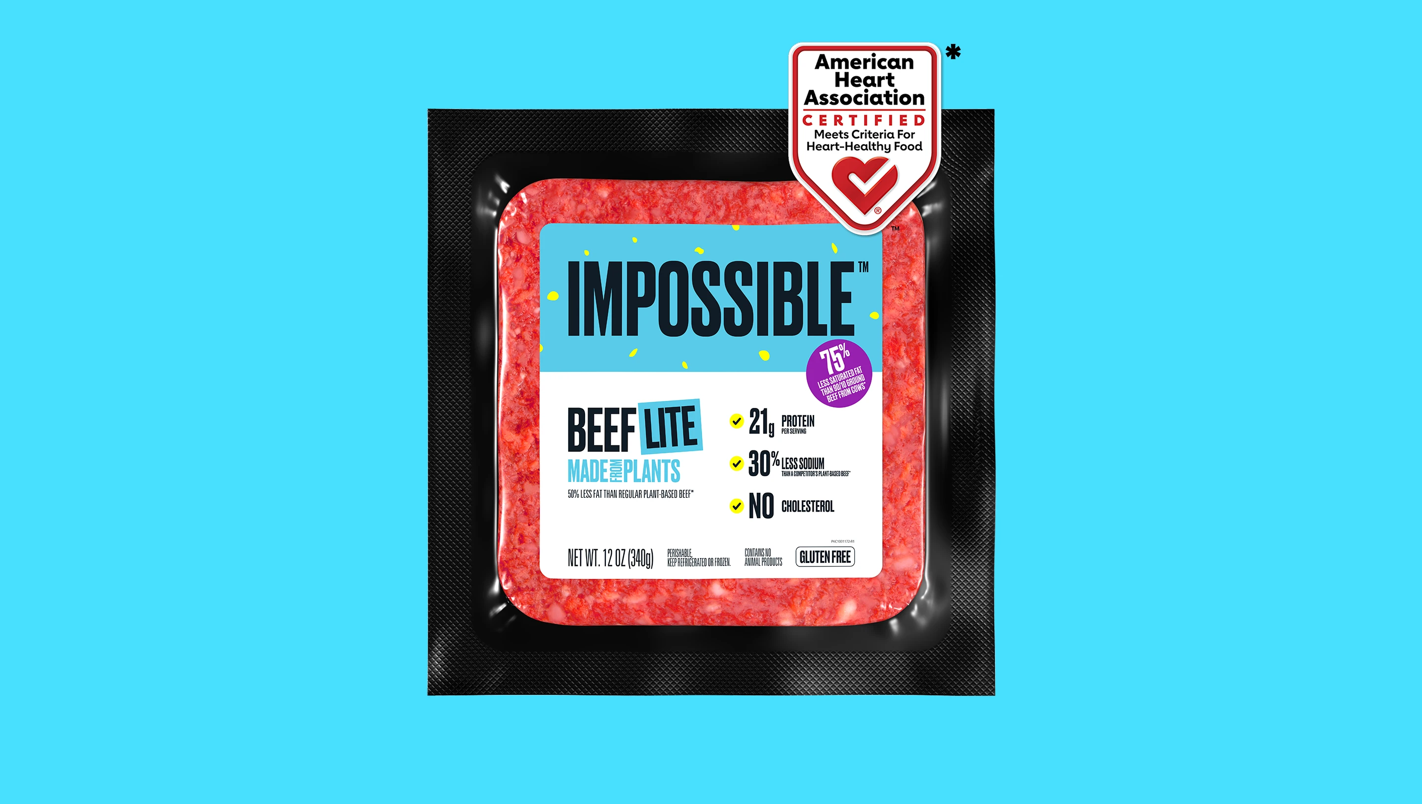 Impossible Beef Lite is certified by the American Heart Association’s Heart-Check Program