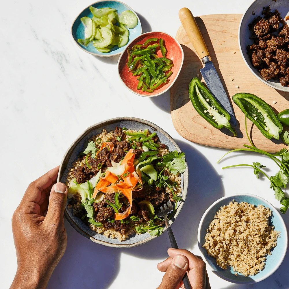Impossible Quinoa Bowl Recipe made with Impossible Burger