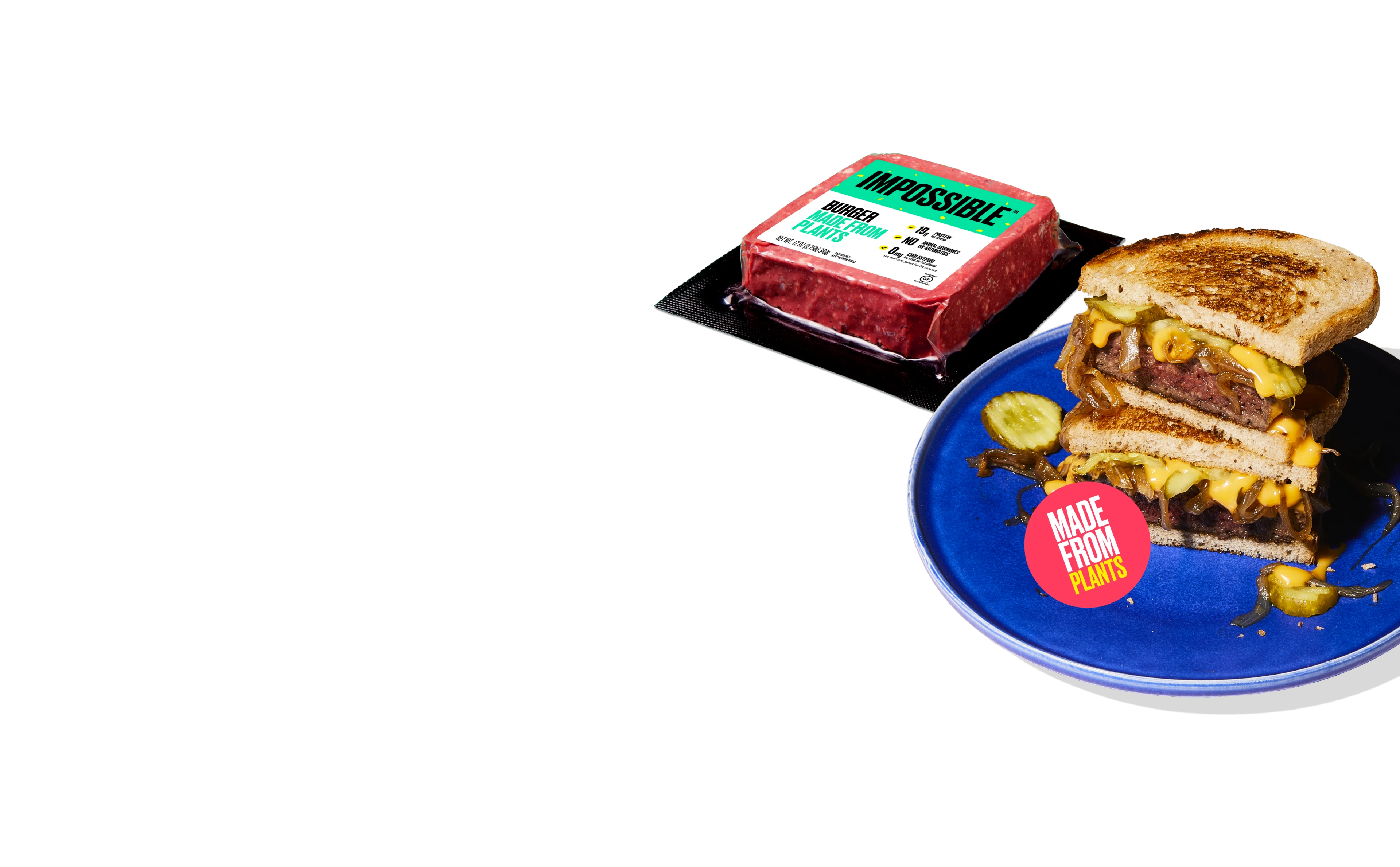 New Year New You desktop image impossible burger pack and impossible patty pelt on blue background