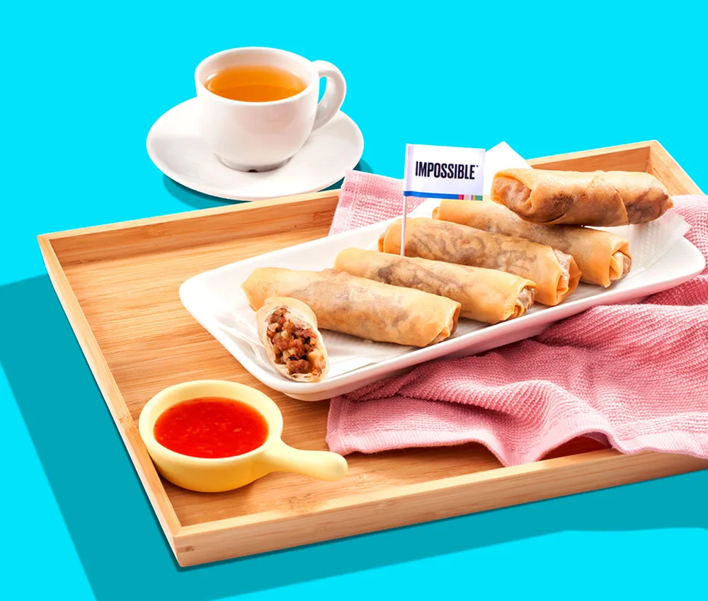 Try this Impossible™ Taro Spring Rolls Recipe made with Impossible™ Burger.