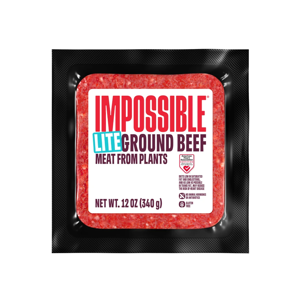 Front of pack of Impossible Ground Beef Lite from plants 