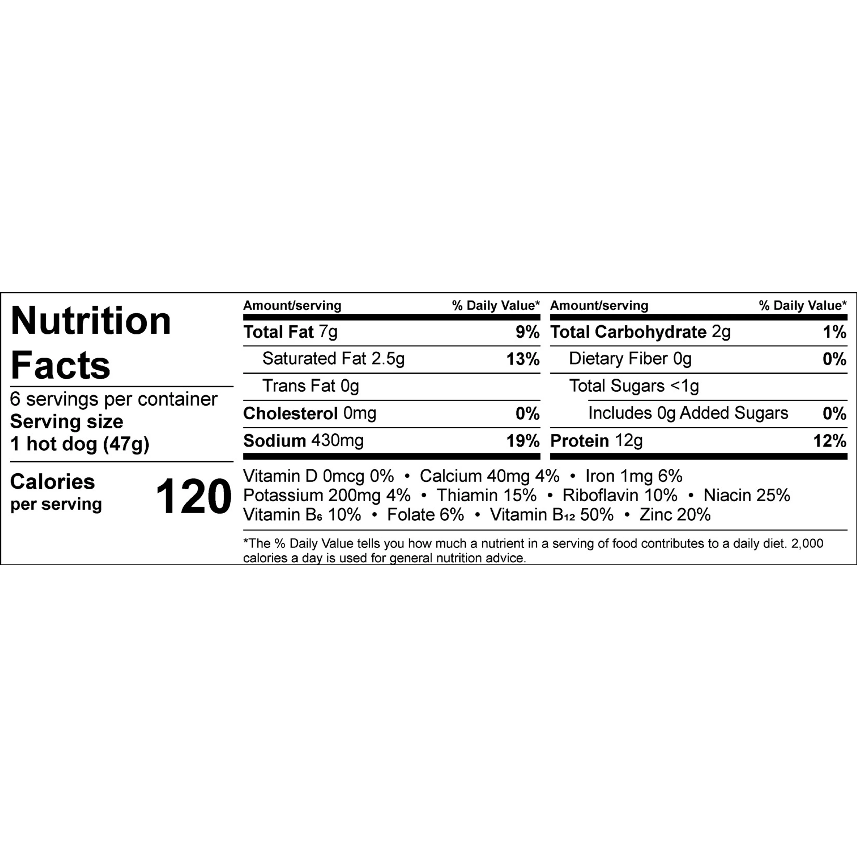 Impossible Beef Hot Dog Nutritional facts
