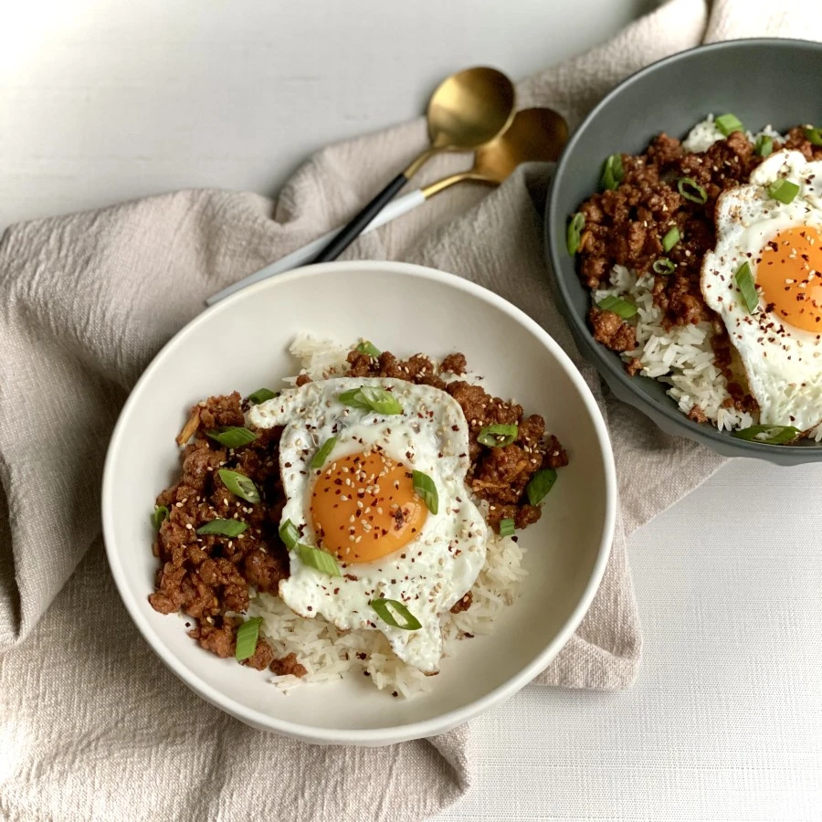 Try this Impossible™ Spicy Korean Rice Bowl Recipe made with Impossible™ Burger.