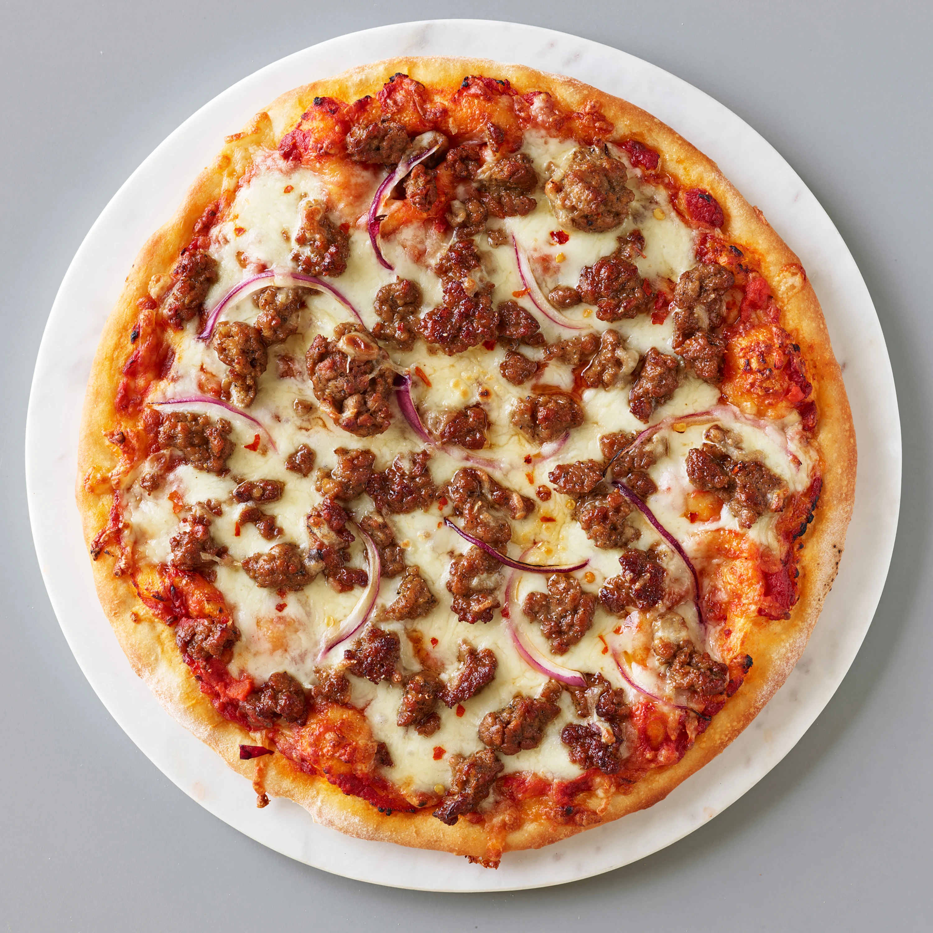 Impossible Sausage on a pizza
