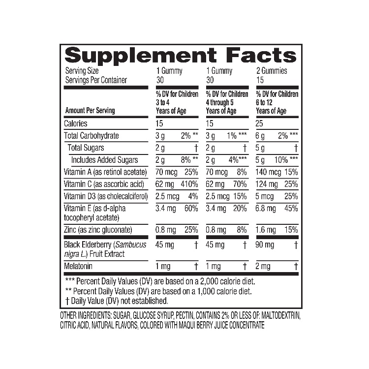 childrens sleep and immune gummies facts