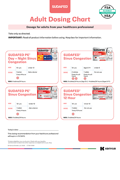 SUDAFED® Adult Dosing Chart