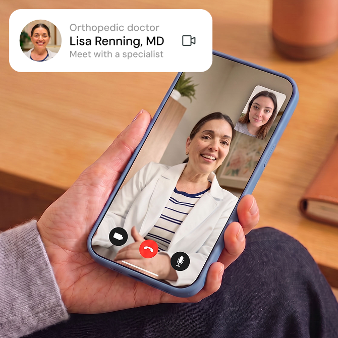woman on the phone with orthopedic doctor
