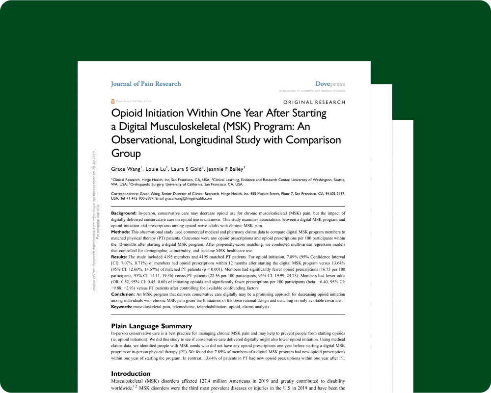 Opioid Initiation Within One Year After Starting a Digital Musculoskeletal (MSK) Program