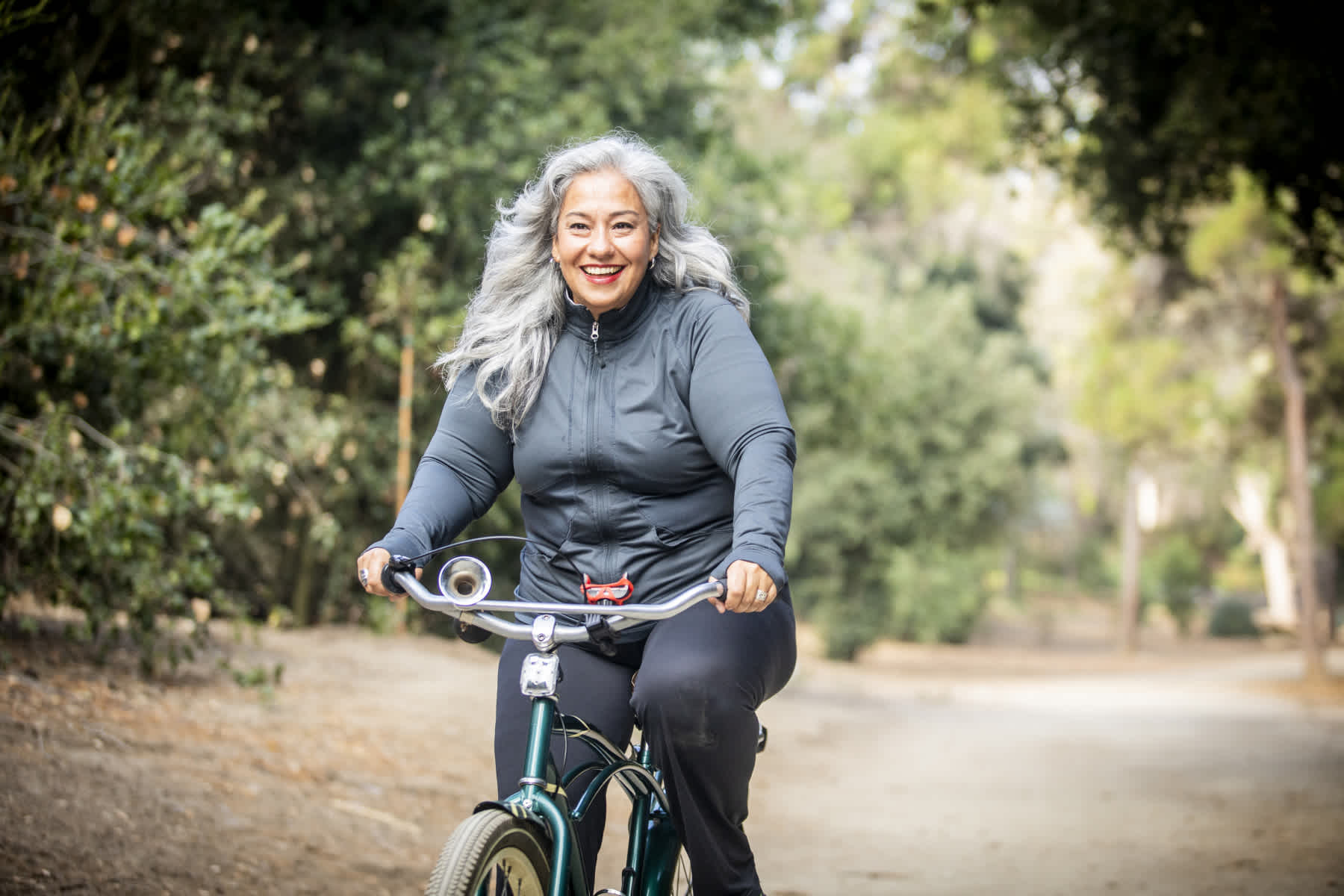 Woman riding a bike. 