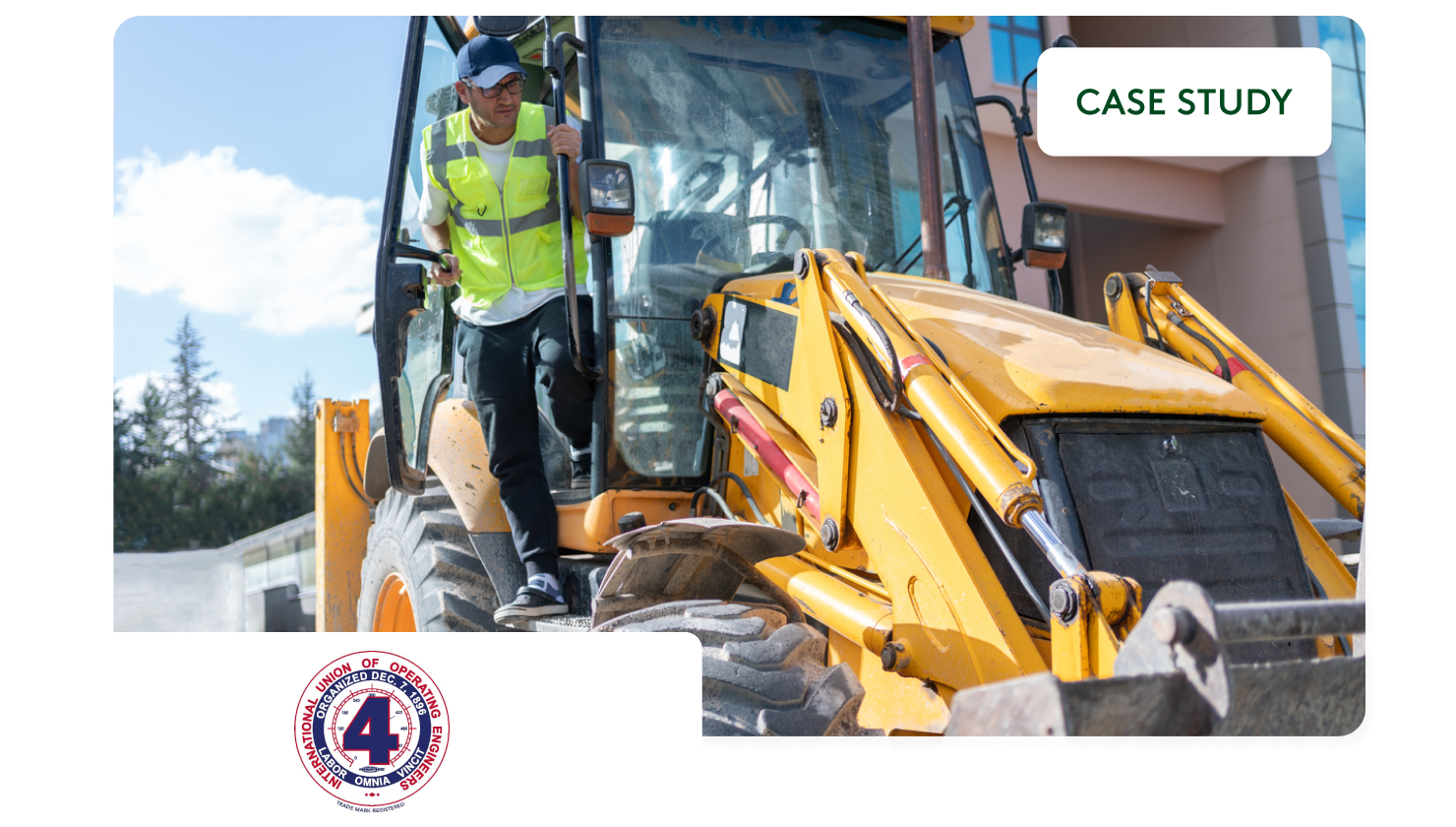 Male employee working in tractor on a work site