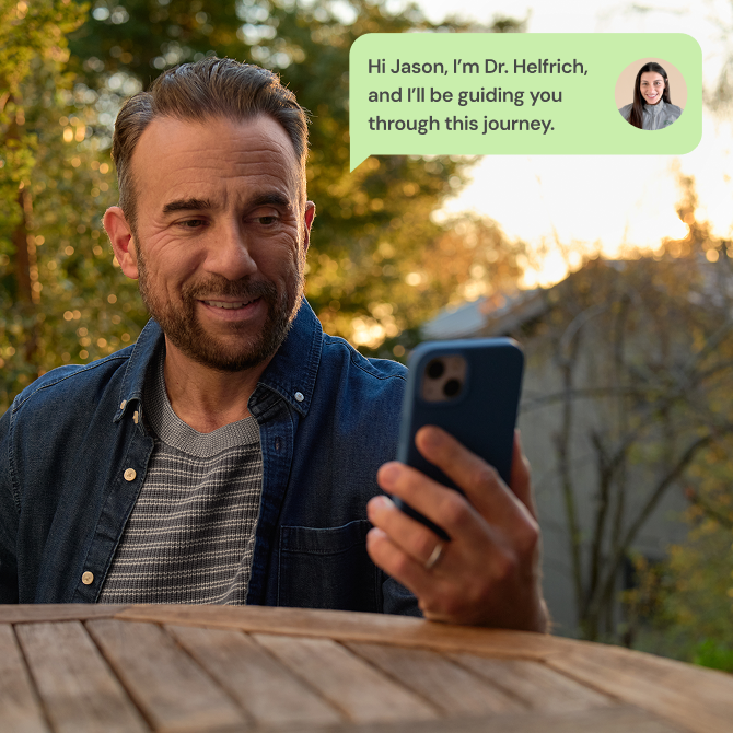 Man texting with PT