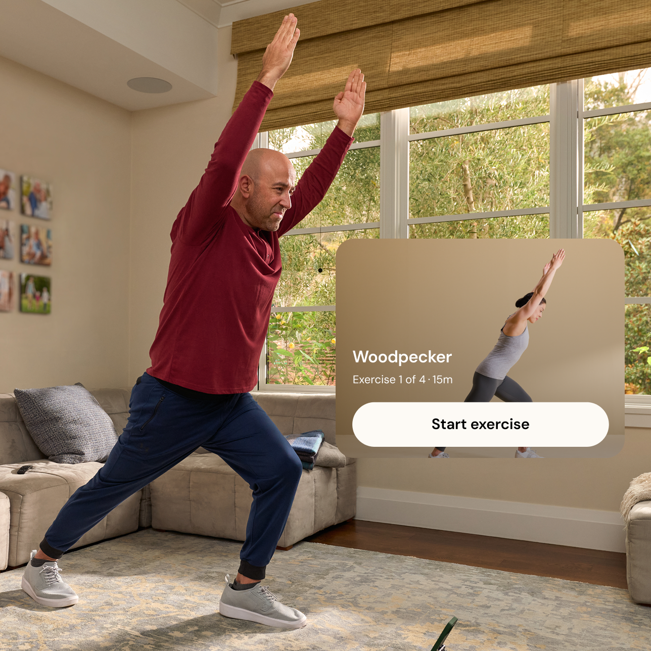 Man doing woodpecker exercise in the app