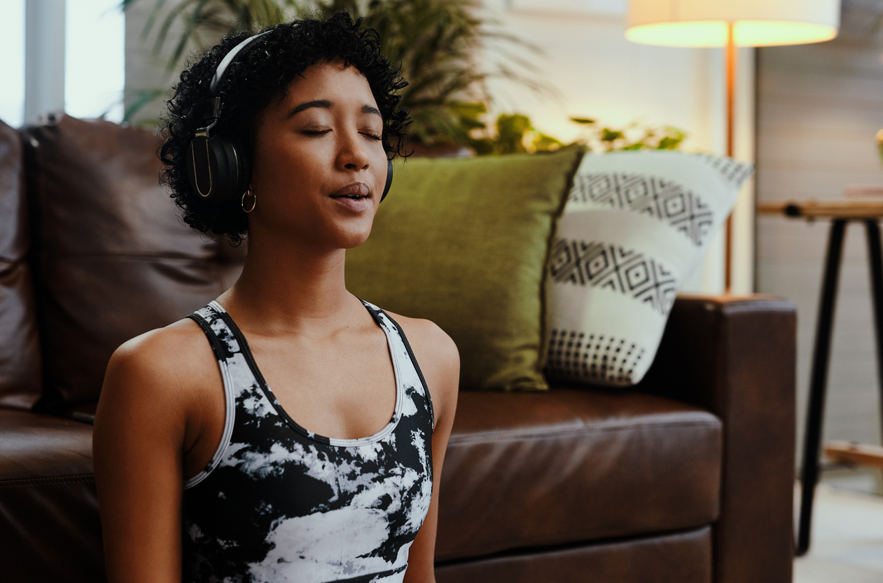 woman doing somatic breathwork