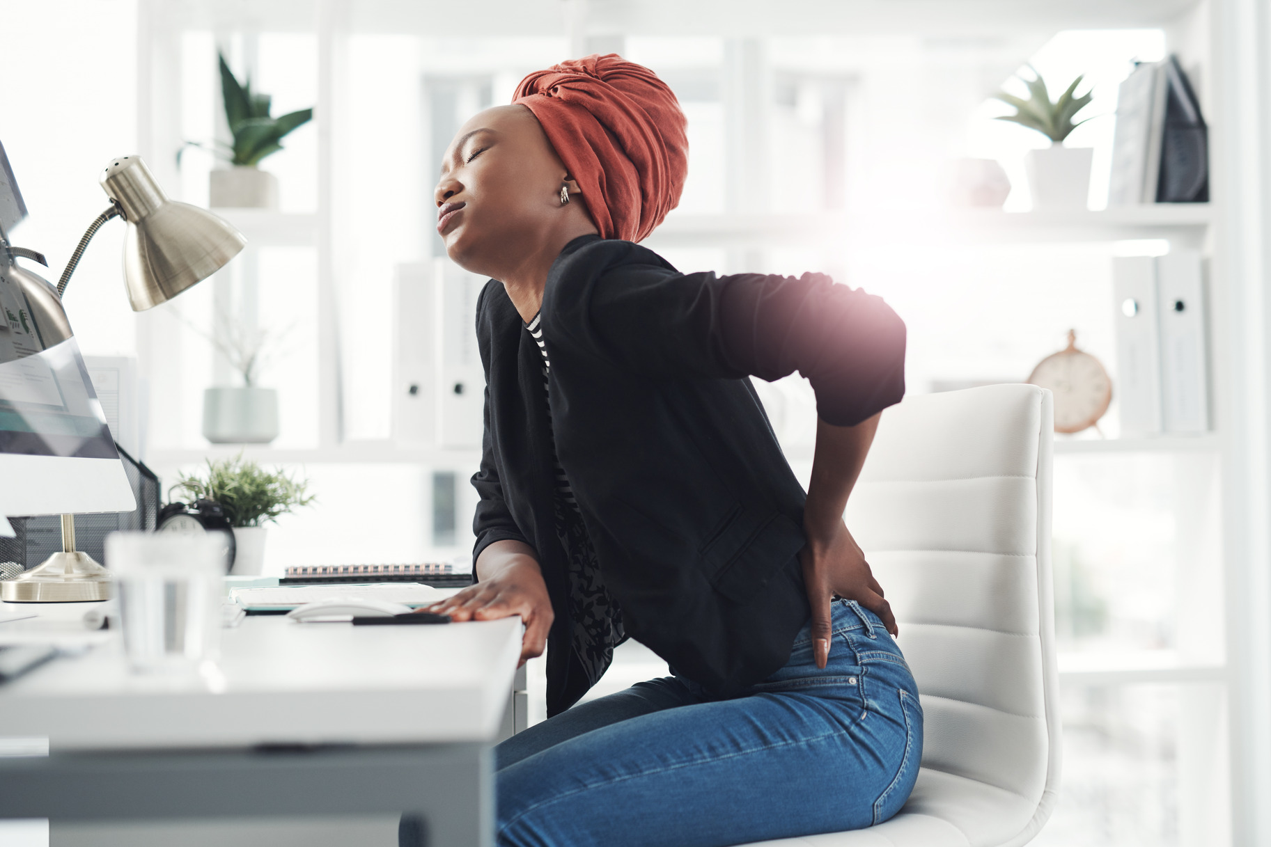 Woman with tailbone pain