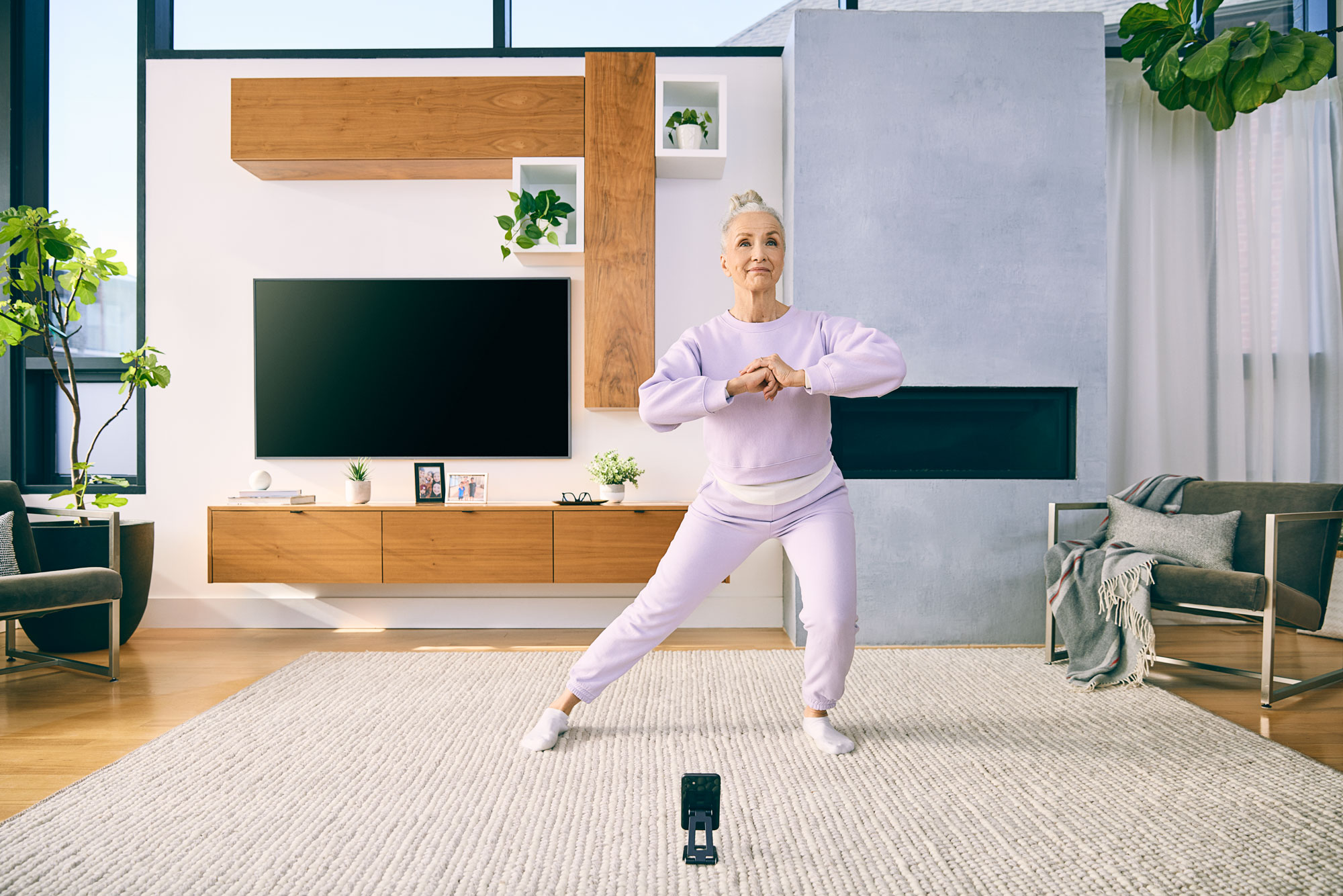 Senior woman doing core exercises