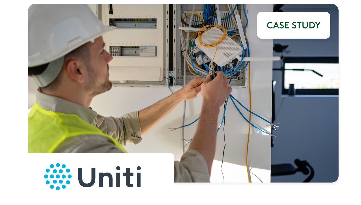 Employee working on fixing wires