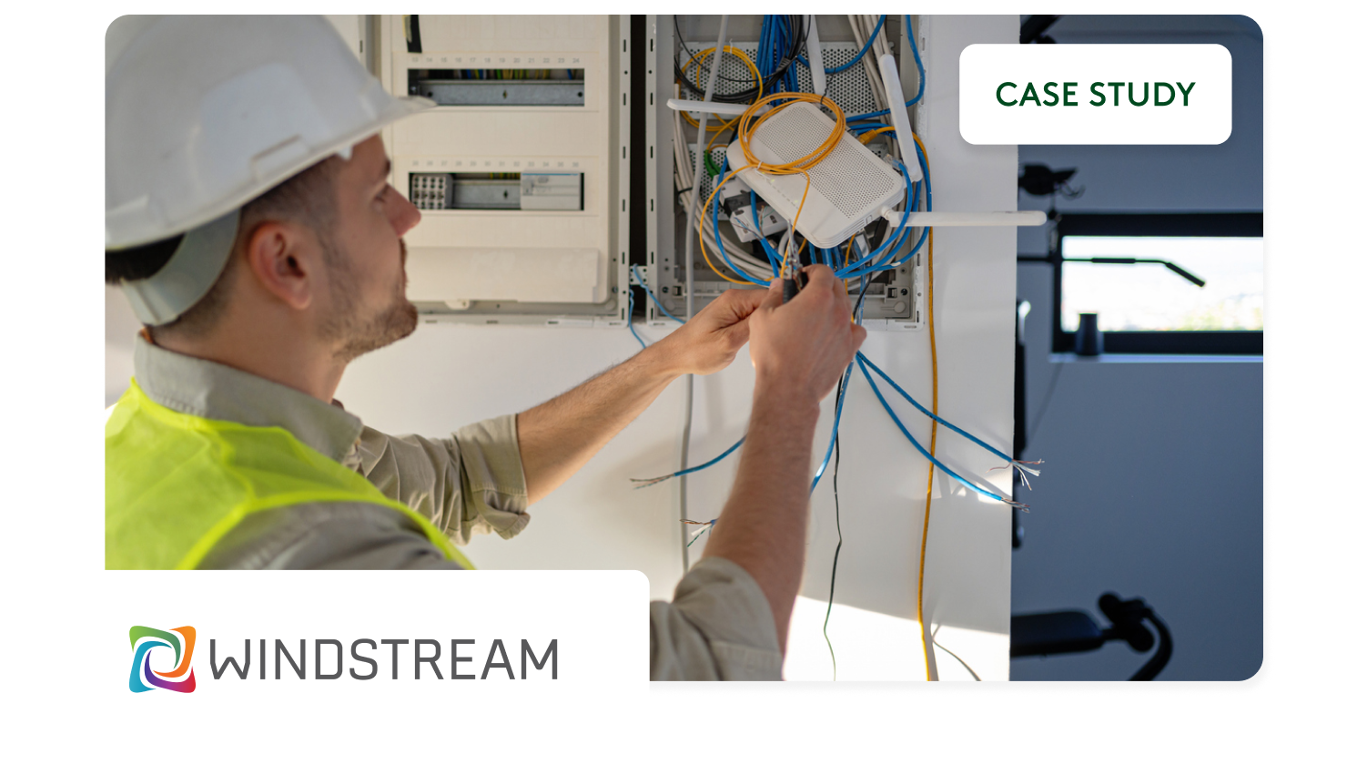 Employee working on fixing wires