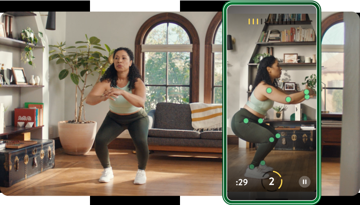 Woman in seated position, working on Motion Insights exercises