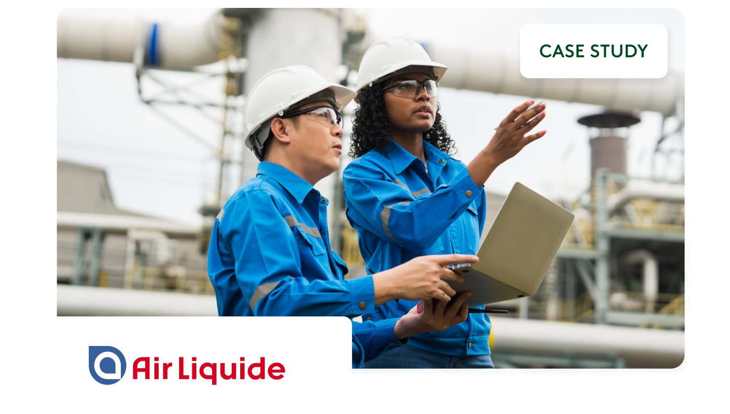 Two employees on a site viewing a possible gas issue 