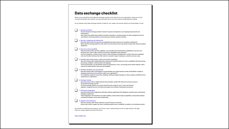 Data exchange checklist