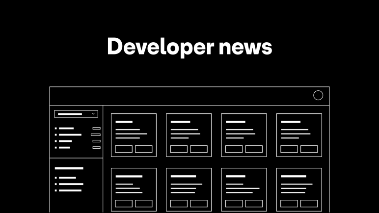 "Developer news" on a black background with a concept illustration of shared views