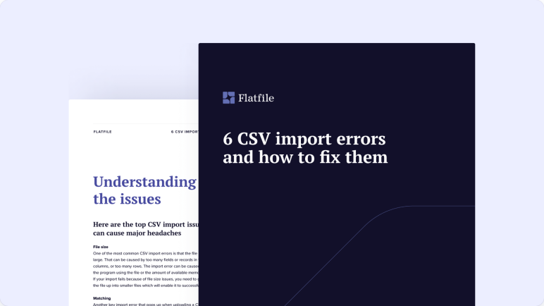 "The top 6 CSV import errors and how to fix them" on a white background 
