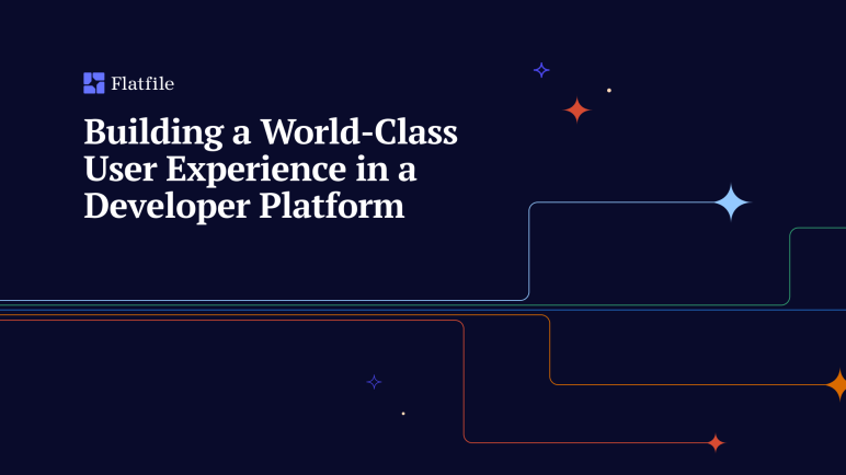 "Building a World-Class User Experience in a Developer Platform for Data File Import" on black background with colorful stars and lines