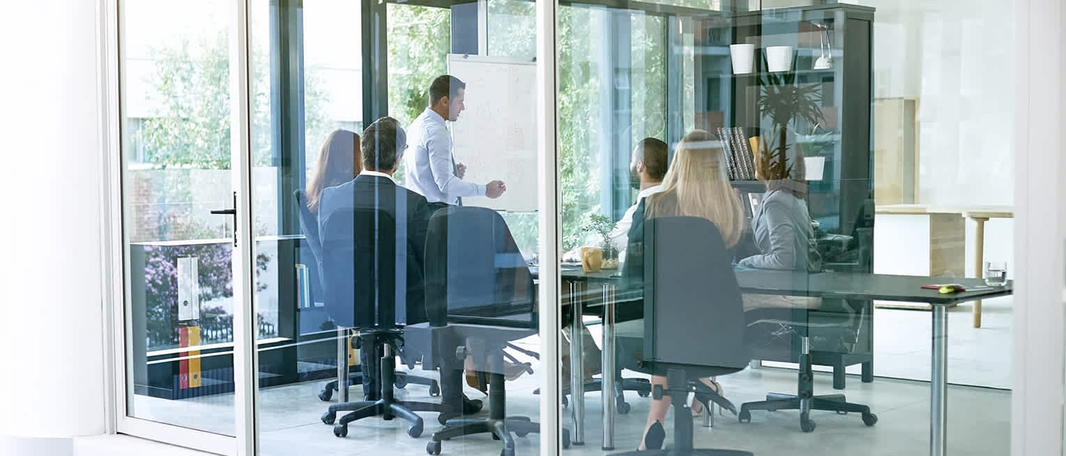 A transparent view into an office meeting