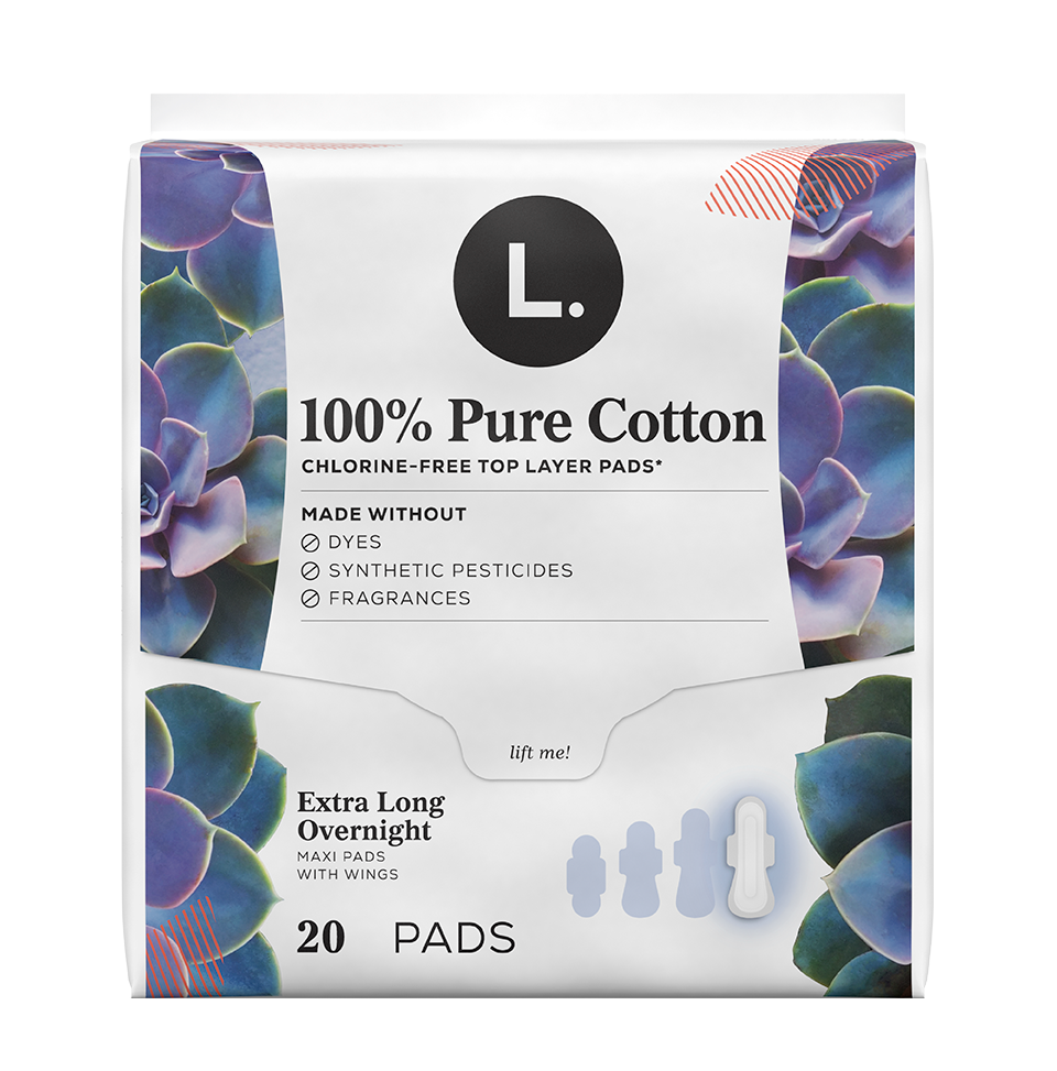 L. Chlorine Free Organic Cotton Ultra Thin Pads with Wings Super