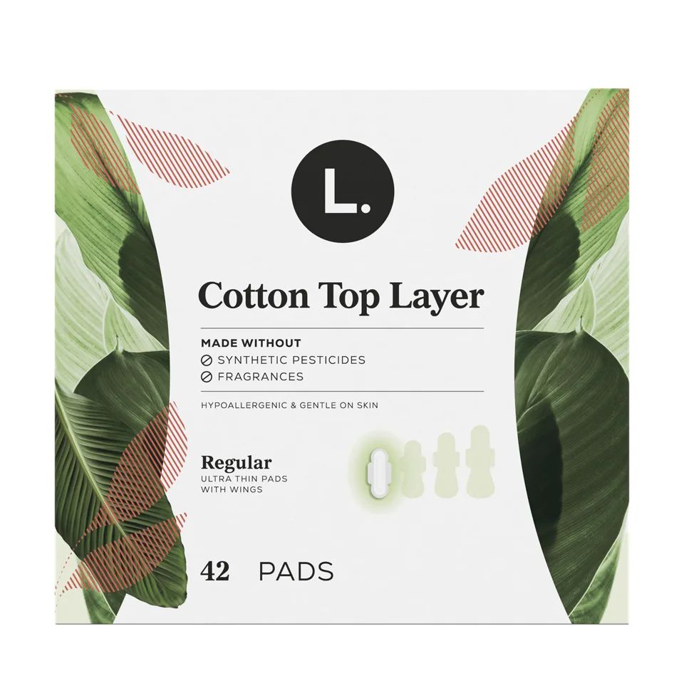 Regular pads with organic cotton top sheet