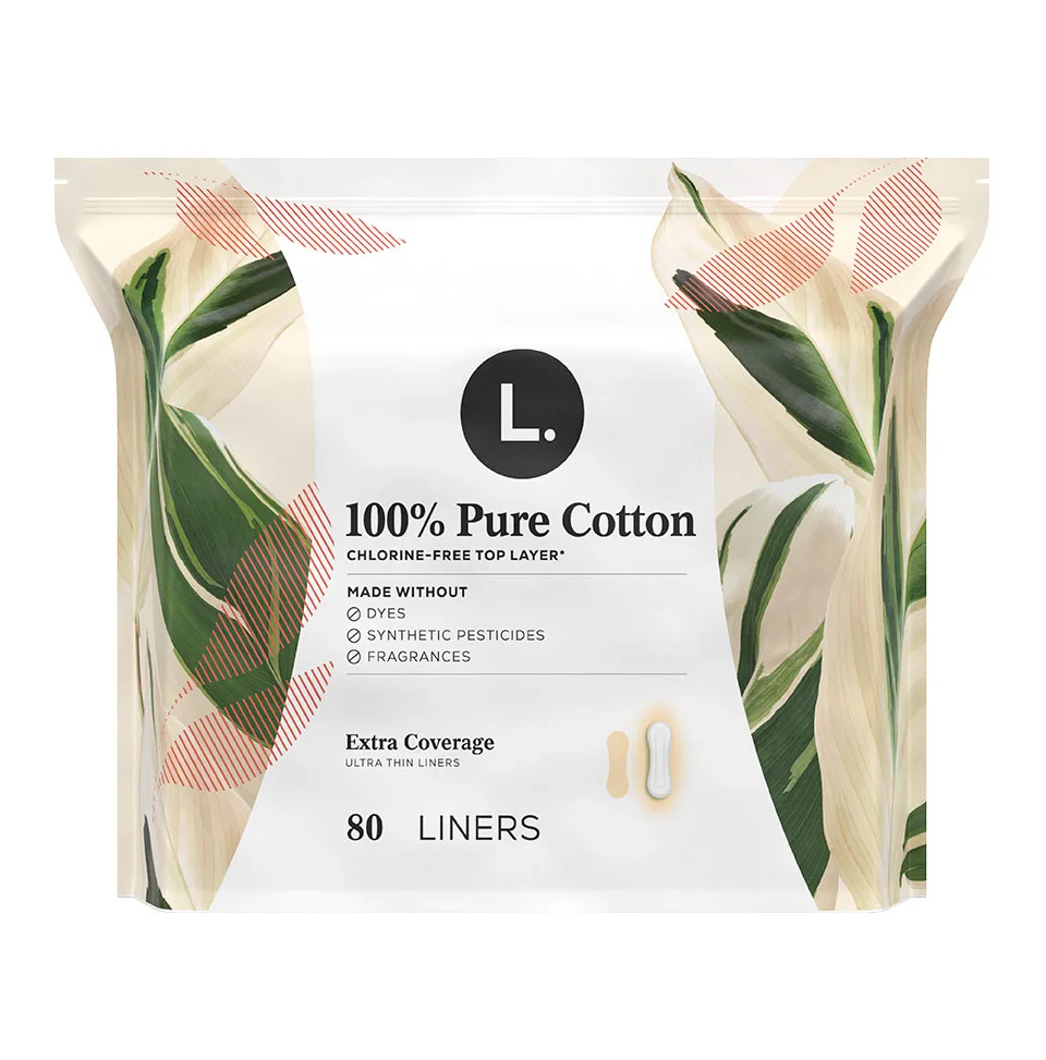 L. Ultra Thin Pads for Women, Regular, 100% Pure Cotton Top Layer 42 Ct 
