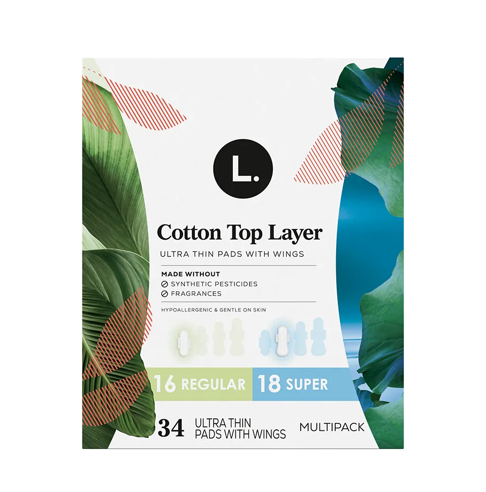 L. Pads Regular / Super pads with organic cotton top sheet 