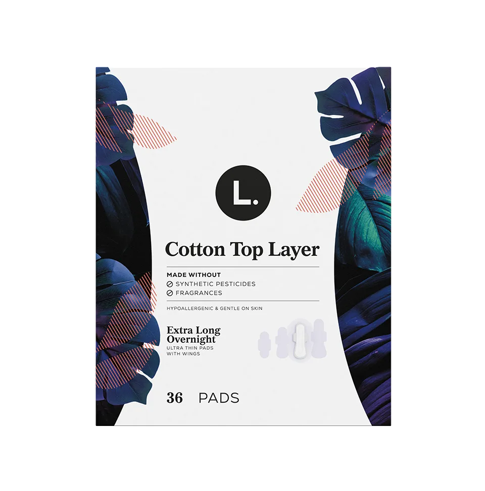 Overnight pads with organic cotton top sheet 