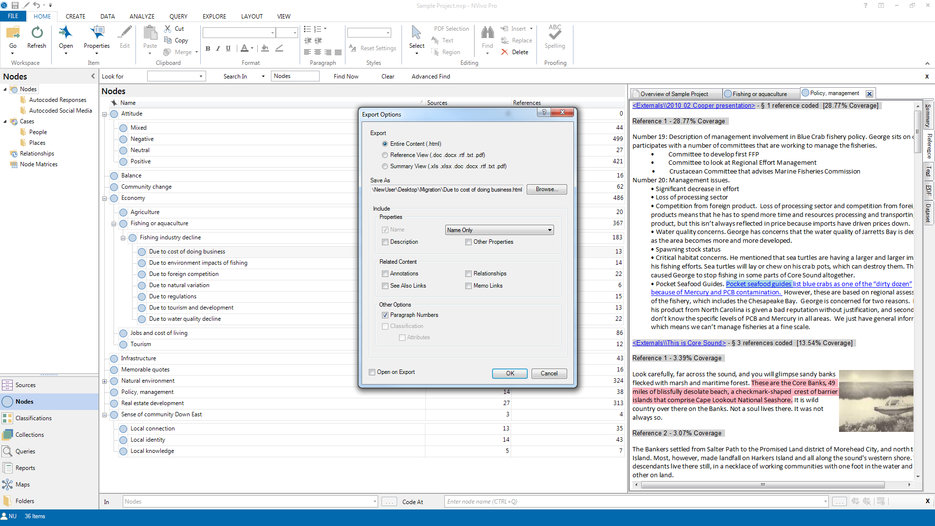 Migrating your project from NVivo, Windows Edition, Step 1 Step 1 of "Migrating from NVivo", Windows Version