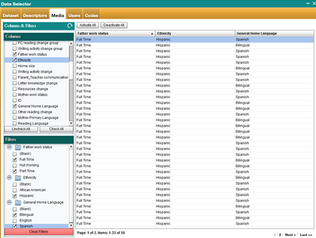 Example of how to Clear Filtering in the Data Selector