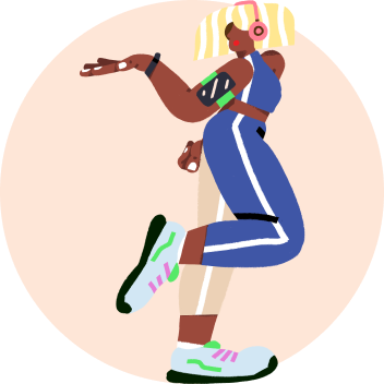 An illustration of a woman in exercise clothes