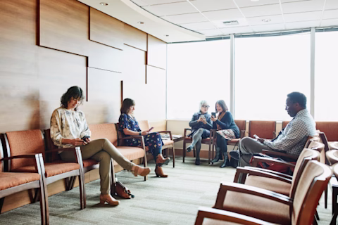 Patients in a waiting room Patients in a waiting room