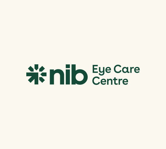 nib Eye Care Centre logo with yellow background