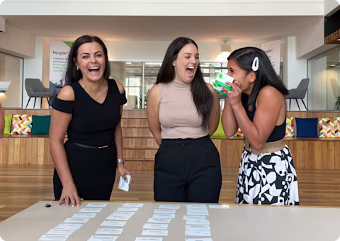 Three happy female PeopleIN employees in the office Three happy female PeopleIN employees in the office