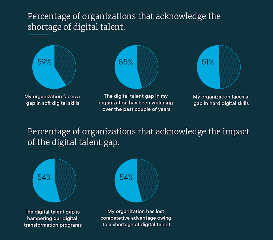 percentage of organizations that face a skills gap