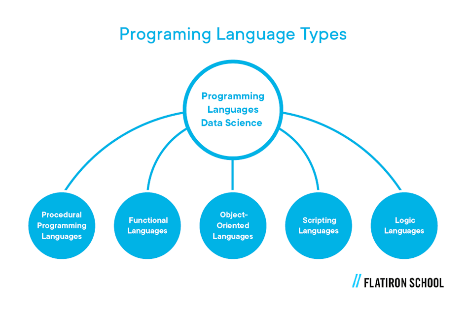 Data science programming language types: procedural programming languages, functional languages, object-oriented languages, scripting languages, logic languages