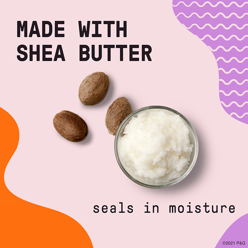 Made with shea butter. Seals in moisture.