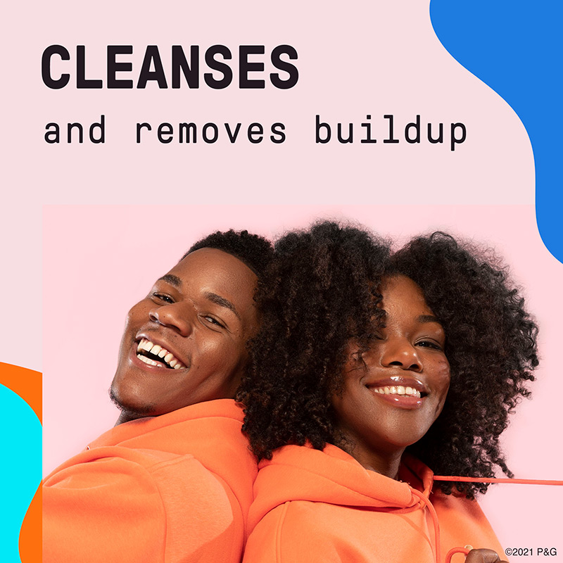 Cleanses and removes buildup. Black man and woman with curls and coils