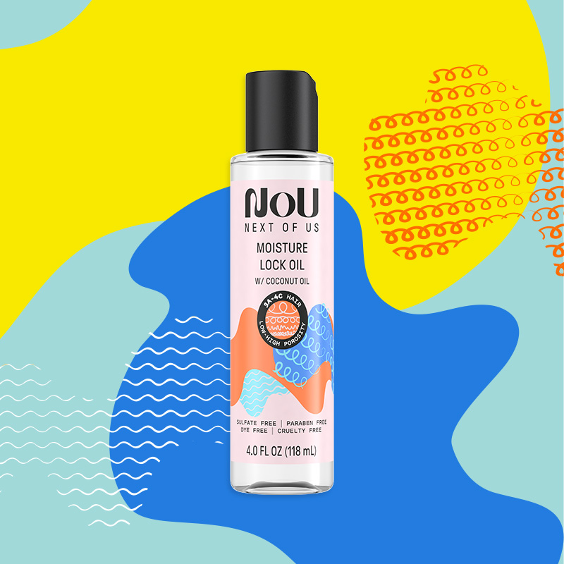 Moisture Lock Oil with coconut oil. Sulfate free, paraben free, dye free, cruelty free