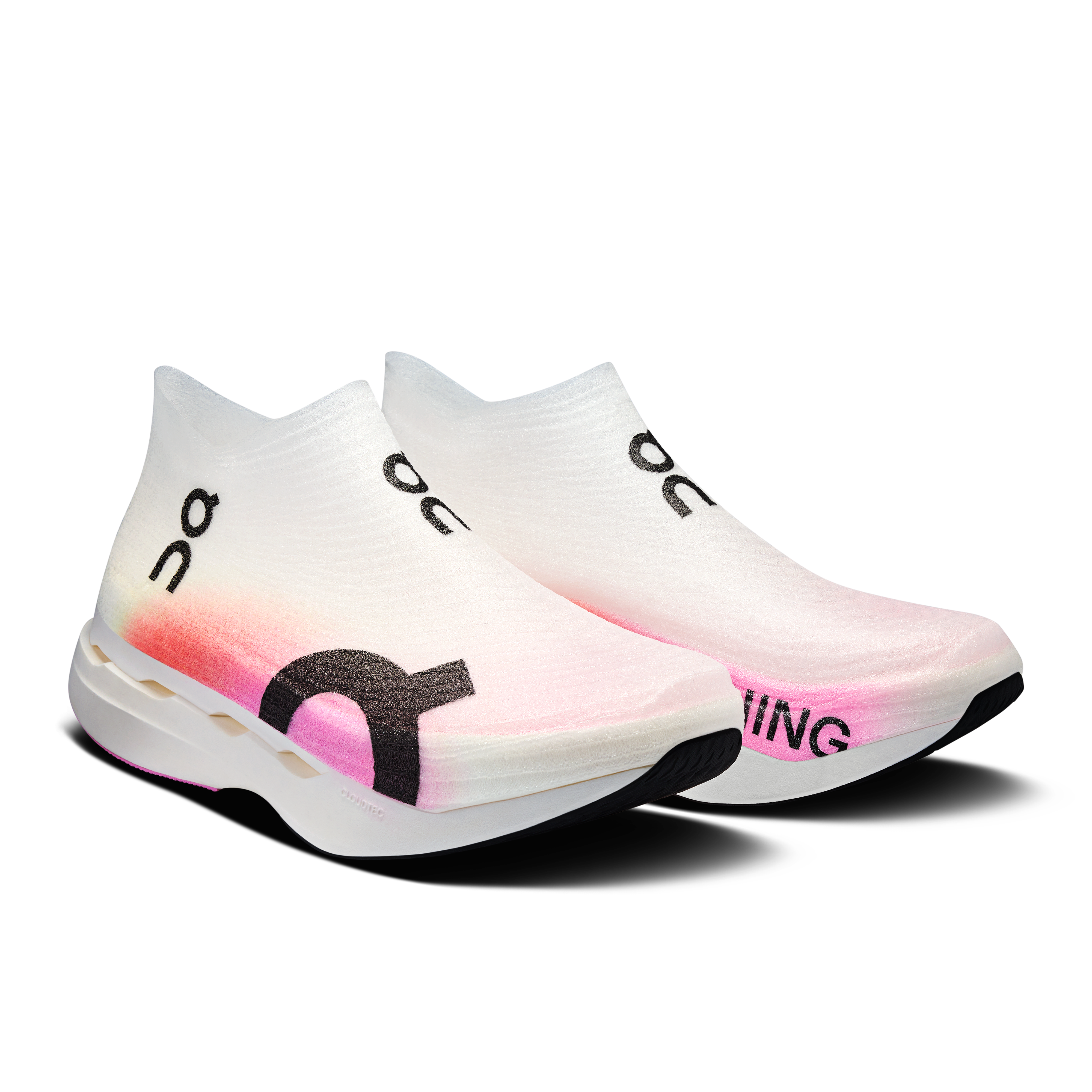 On Cloudboom Strike LS White & Raspberry Unisexe Running sur route Chaussures