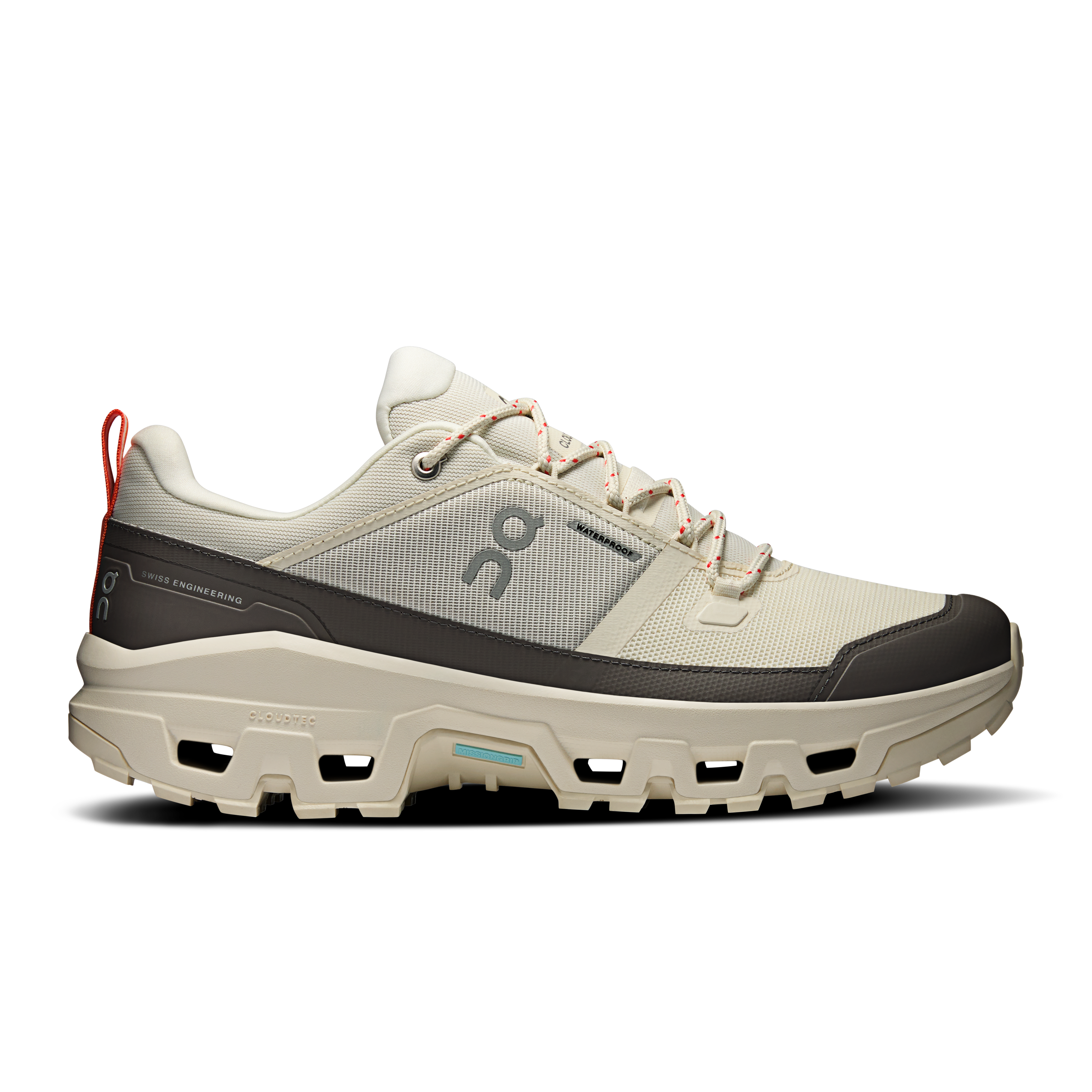 On Cloudrock Low Waterproof Beige Herren Herren – Wandern, Missiongrip™, gemischtes Gelände Schuhe