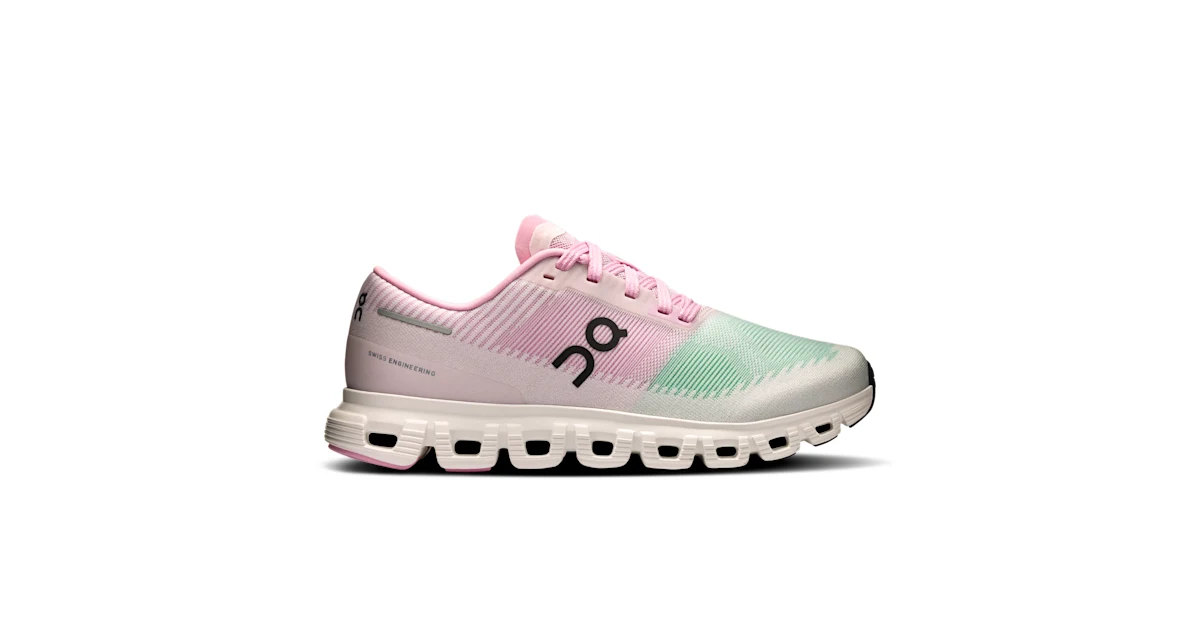 Tenis Cloud 6 Push verde claro y rosa para mujer · On