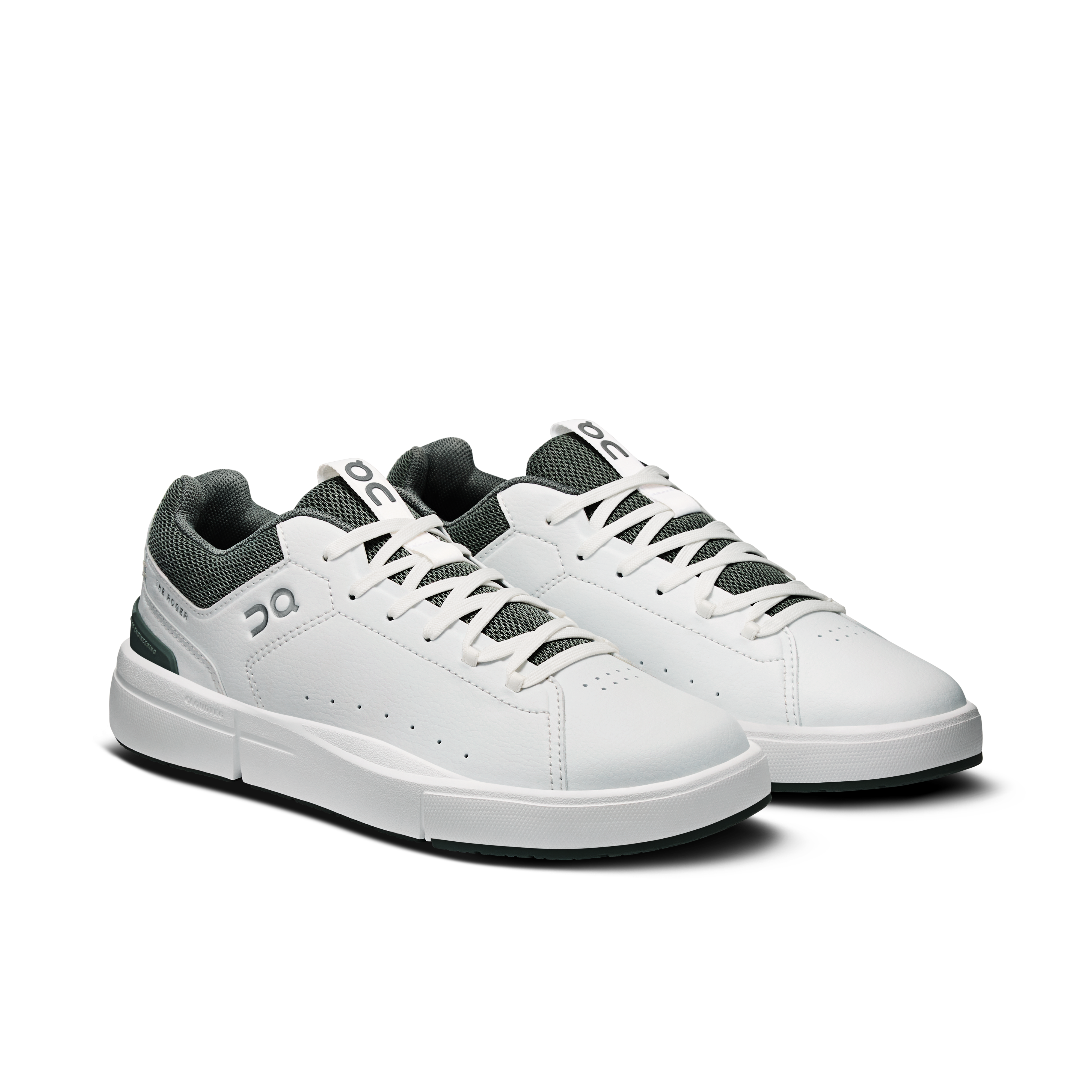 On THE ROGER Youth White & Olive Youth Tennis Shoes