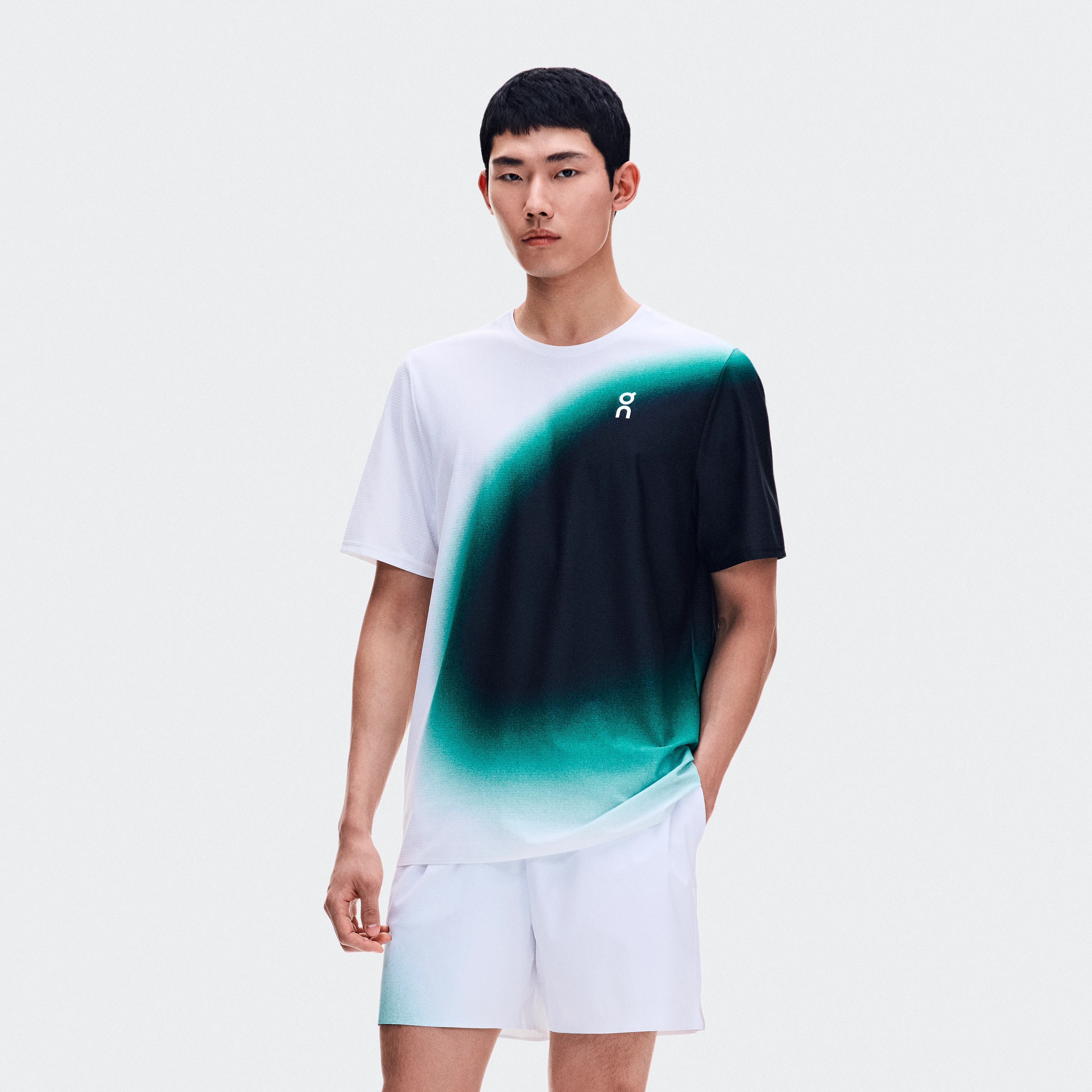 On Court-T Swing White & Neem Homme – Tennis, sports de raquette Hauts et t-shirts Tennis