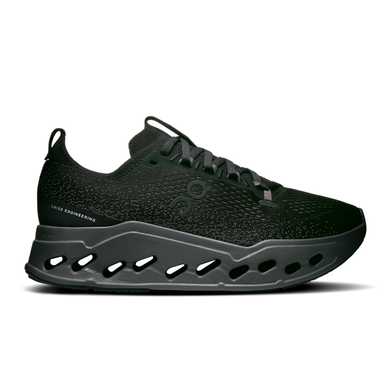 On Women's Cloudsurfer Max Wide Road Running Shoe in Black/Eclipse, Size: 7, Recycled Polyester